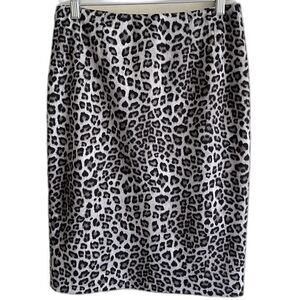 Kasper Pencil Mini Skirt Size 4 Sexy Animal Print Professional Gray Black Casual